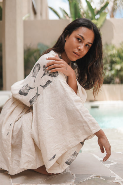 Frangipani Kimono — Handmade 100% Linen Comfort