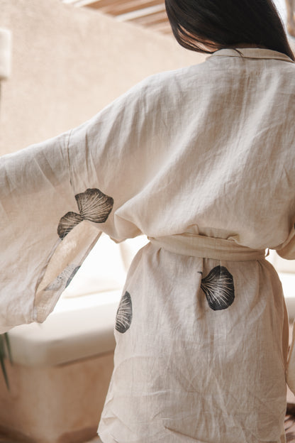 Frangipani Kimono — Handmade 100% Linen Comfort