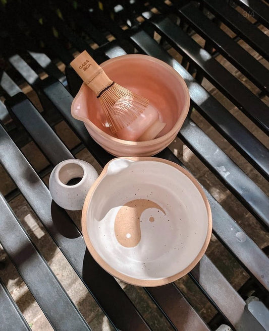 Yin & Yang Matcha Bowl – Soft Pink & White