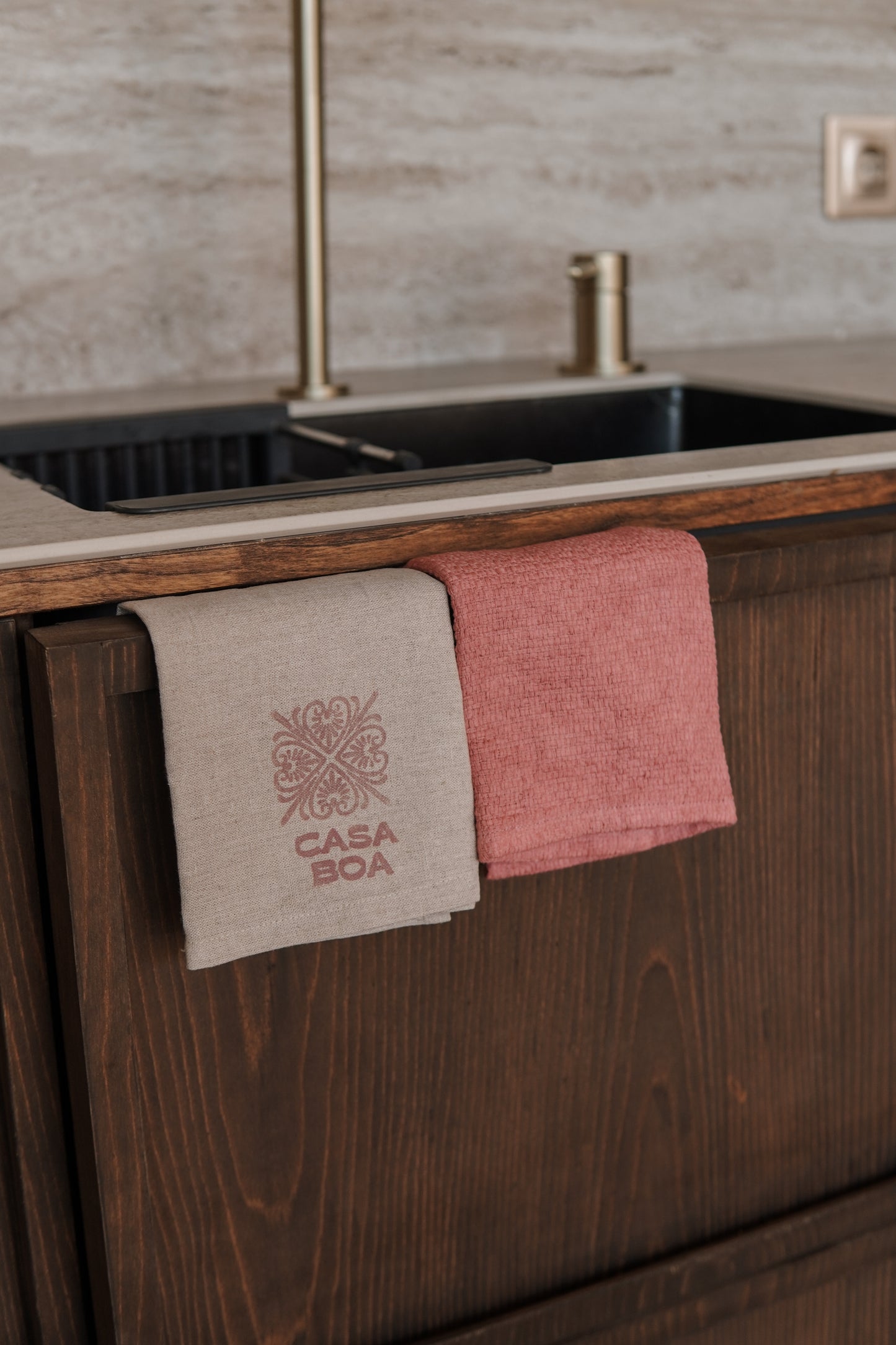 Pink Hand + Kitchen Towel Set