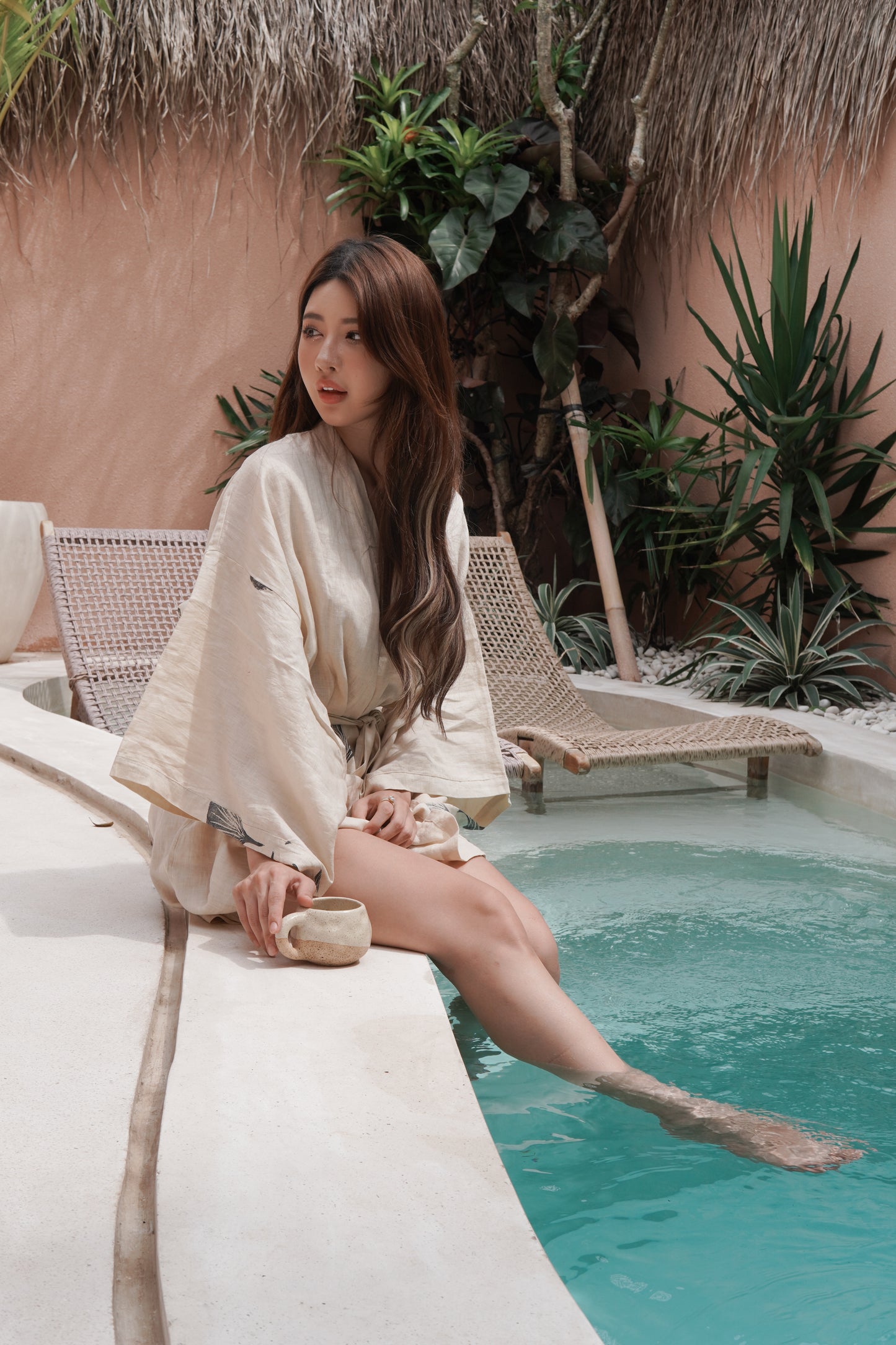 Frangipani Kimono — Handmade 100% Linen Comfort