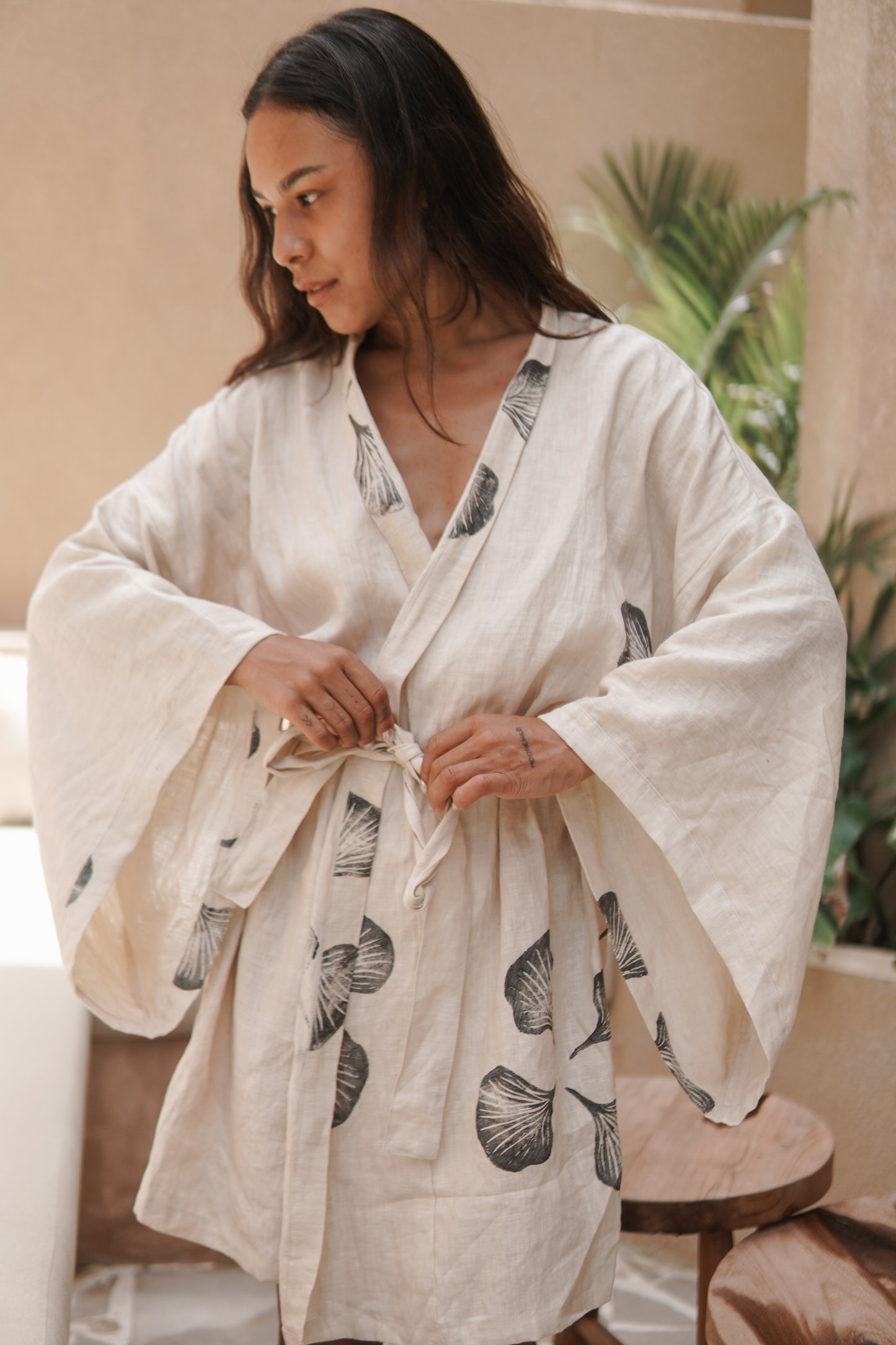 Frangipani Kimono — Handmade 100% Linen Comfort