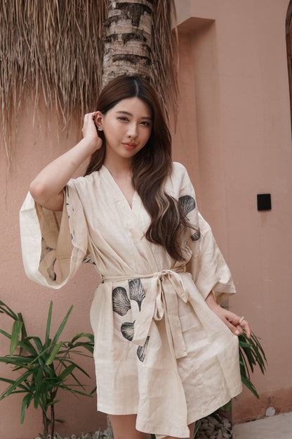 Frangipani Kimono — Handmade 100% Linen Comfort