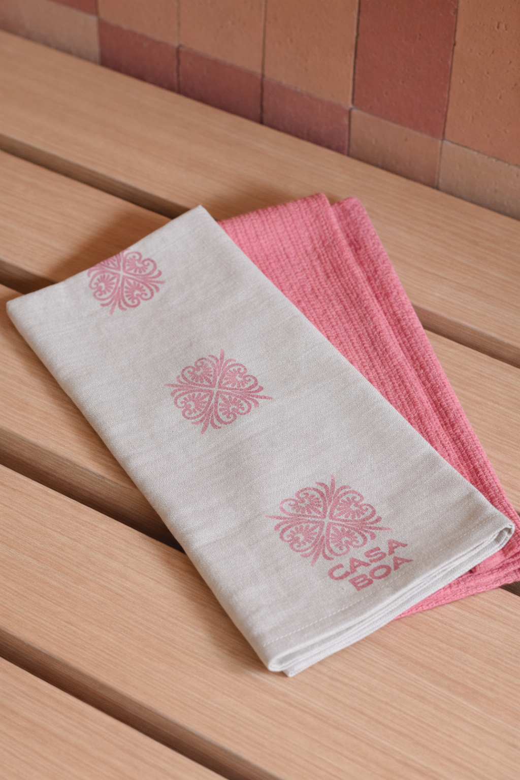 Pink Hand + Kitchen Towel Set