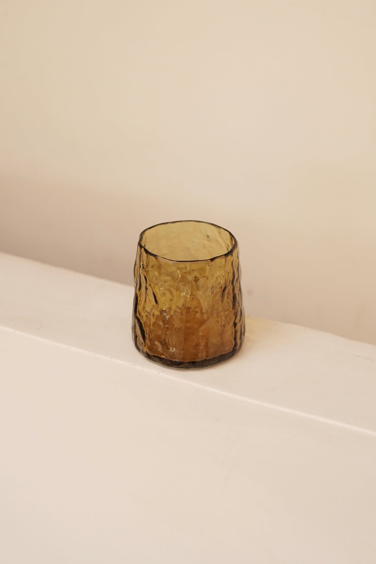 Amber Crinkled Ripple Glass Tumbler