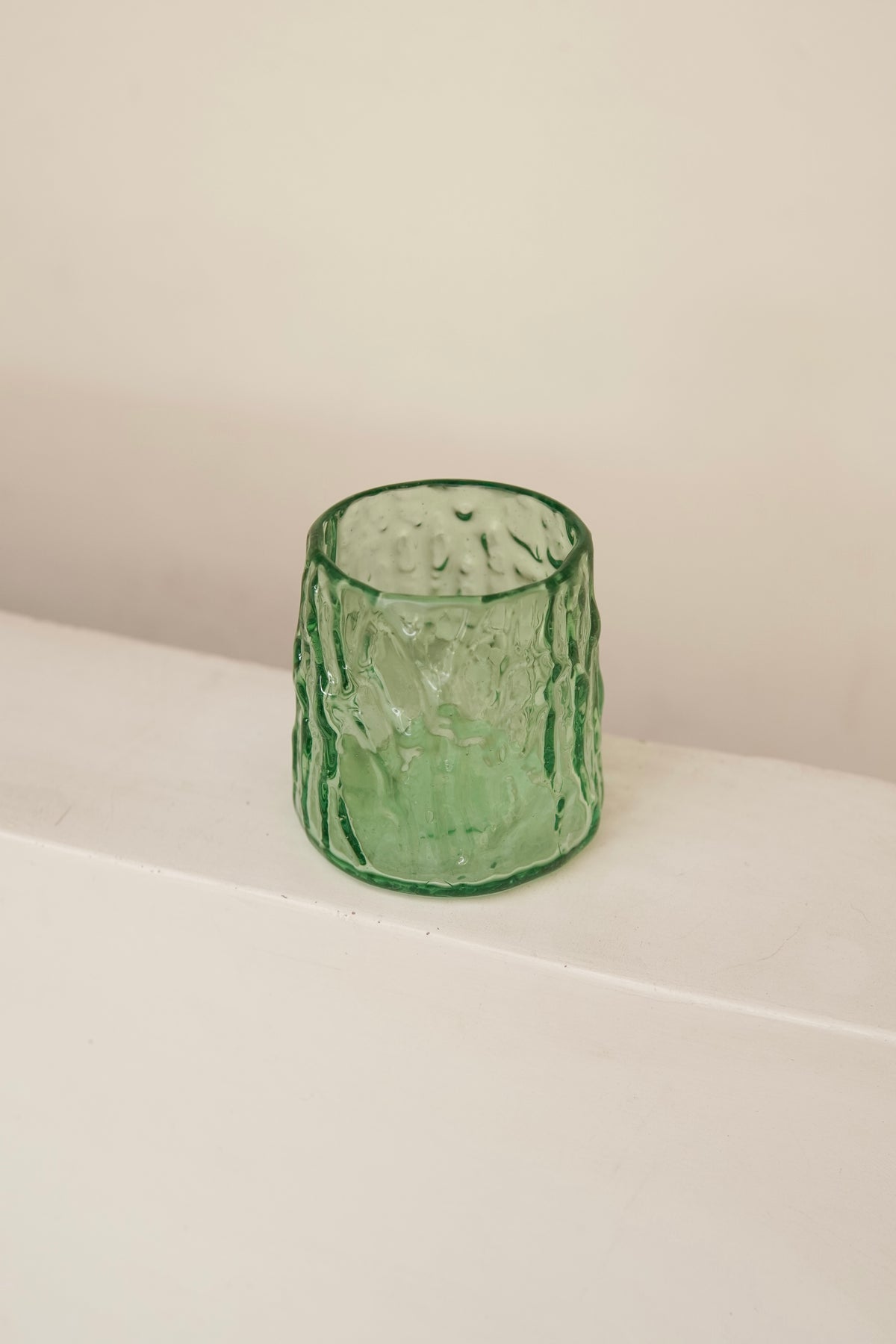 Green Crinkled Ripple Glass Tumbler