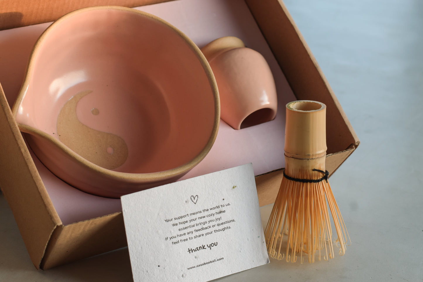 Yin & Yang Matcha Bowl – Soft Pink & White