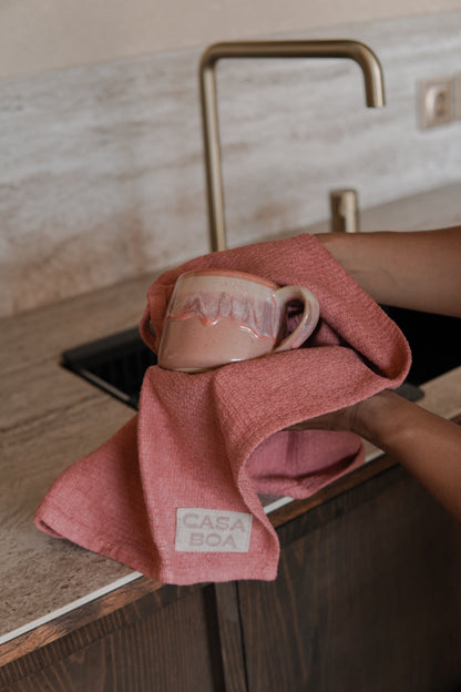 Pink Hand + Kitchen Towel Set